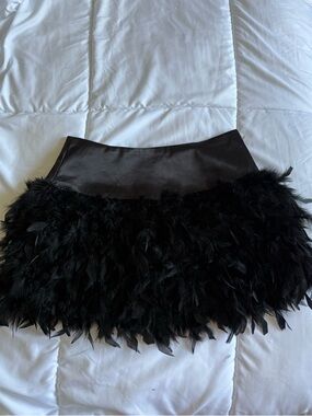 Fashion Nova Black Feathered Mini Skirt